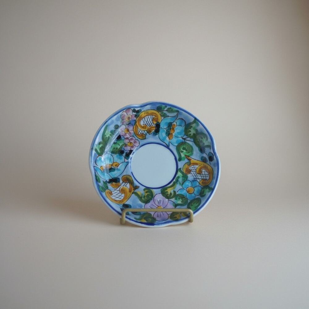Portuguese Hand Painted Floral Saucer Plate 7” Decorative Ceramic